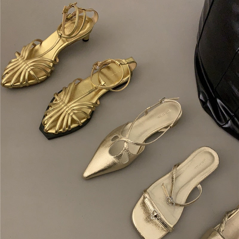 Gold Narrow Sandals