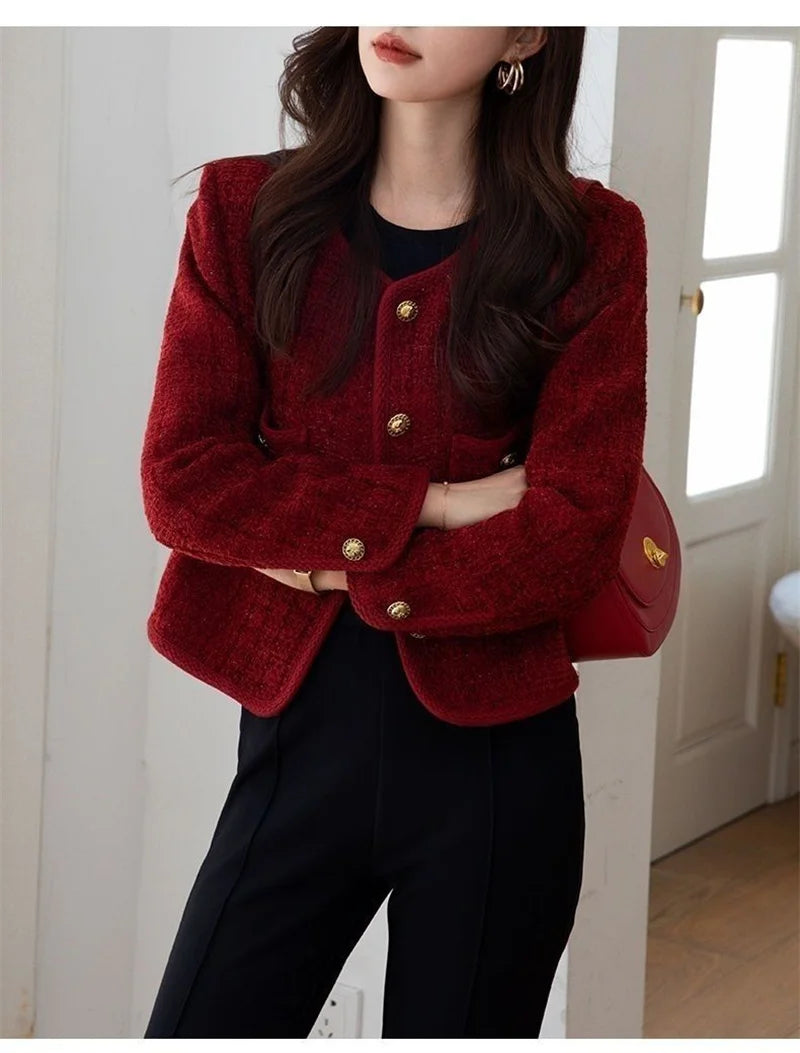 Burgundy Tweed Coat