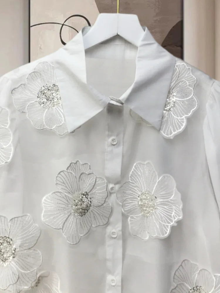 3D Flower Design Blouse