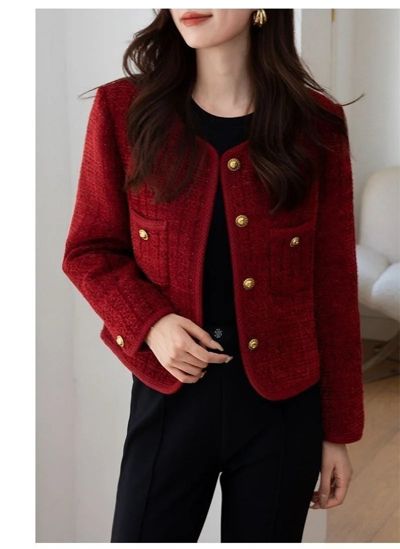 Burgundy Tweed Coat