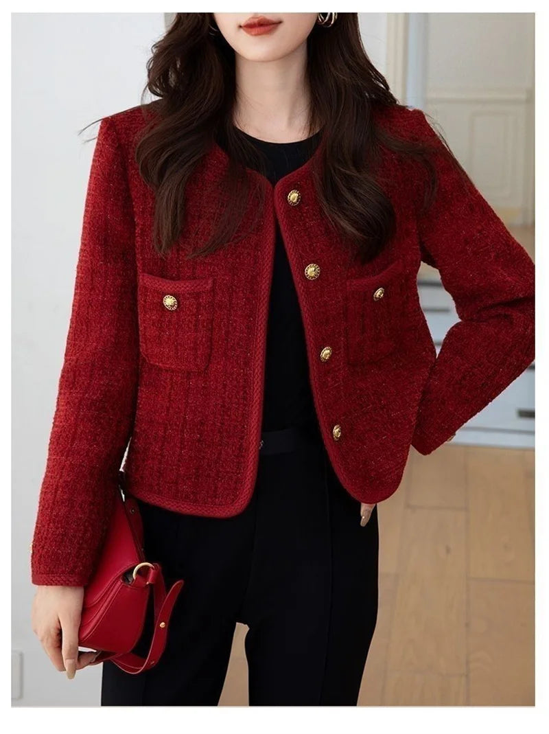 Burgundy Tweed Coat