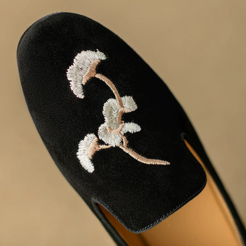 Embroidery Suede Loafers