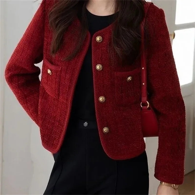 Burgundy Tweed Coat