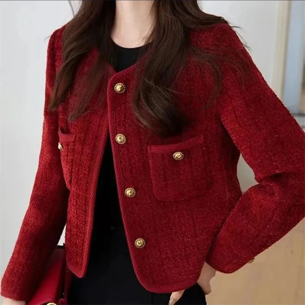 Burgundy Tweed Coat