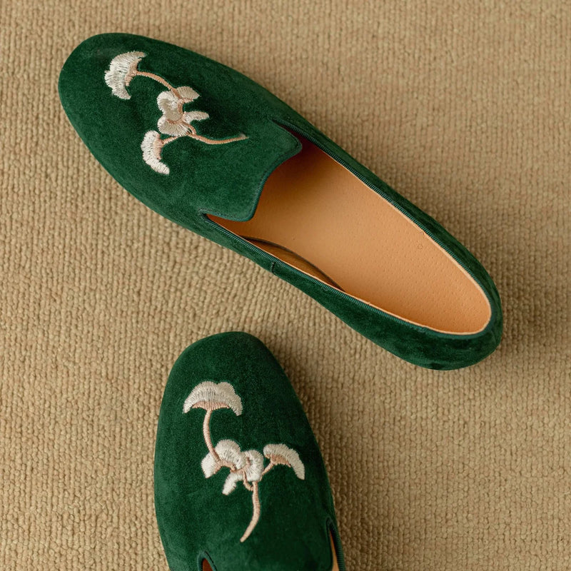 Embroidery Suede Loafers