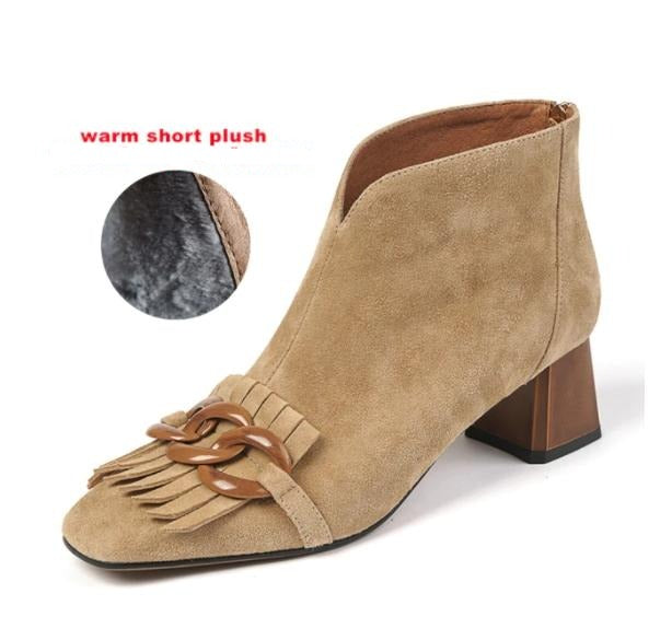 Top Suede Fringe Boots