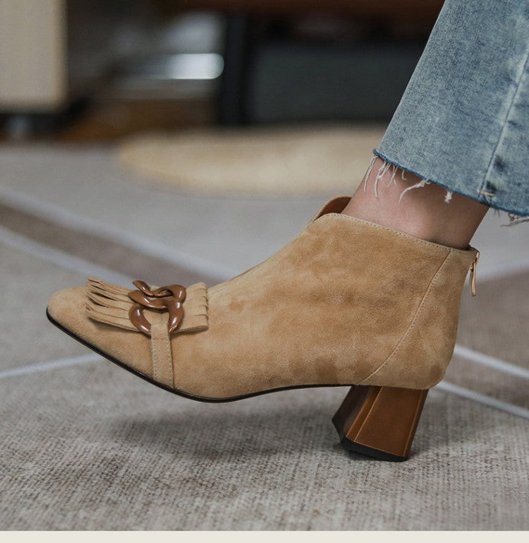 Top Suede Fringe Boots