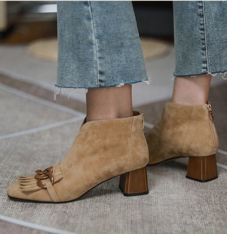 Top Suede Fringe Boots